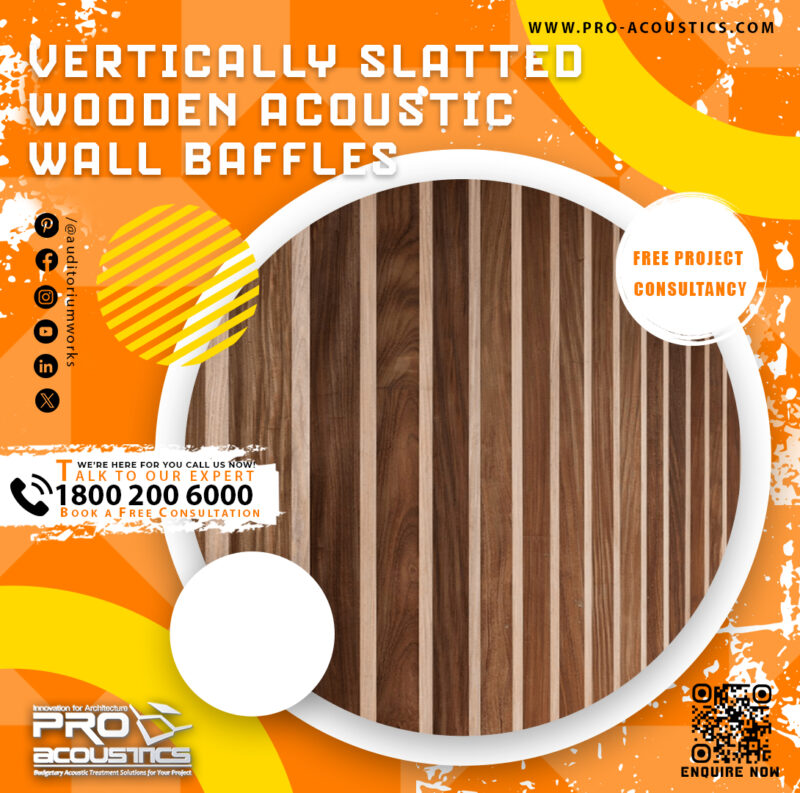 Vertically Slatted Wooden Acoustic Wall Baffle