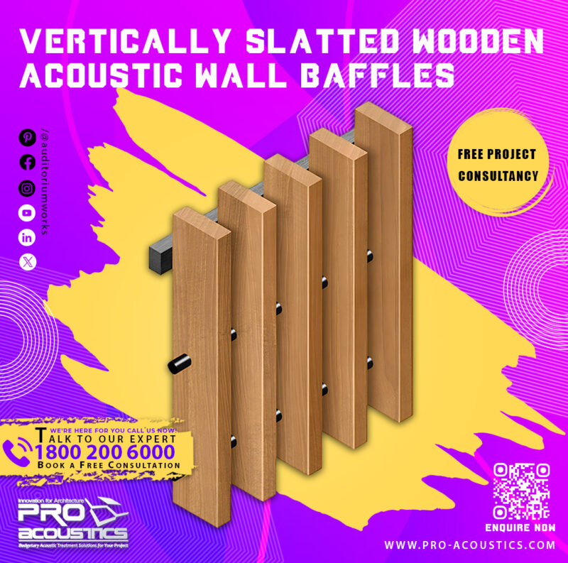 Vertically Slatted Wooden Acoustic Wall Baffle