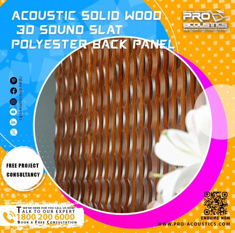Acoustic Solid Wood 3d Sound Slat Polyester back panel