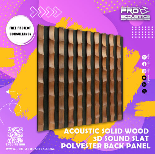 Acoustic Solid Wood 3d Sound Slat Polyester back panel