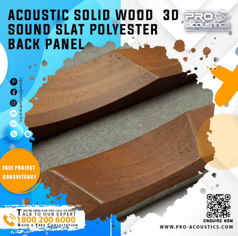 Acoustic Solid Wood 3d Sound Slat Polyester back panel