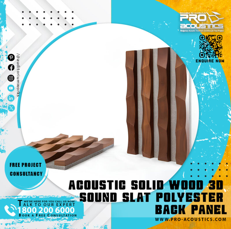 Acoustic Solid Wood 3d Sound Slat Polyester back panel