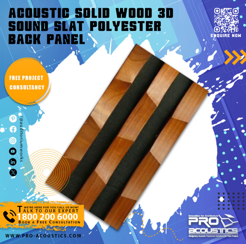 Acoustic Solid Wood 3d Sound Slat Polyester back panel