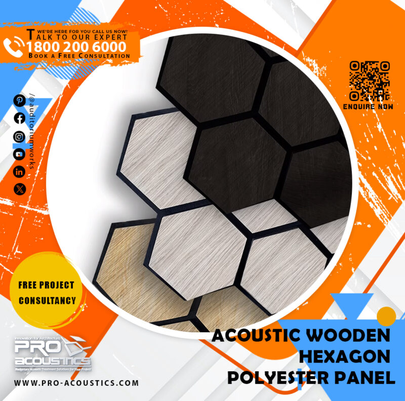 Acoustic Wooden Hexagon Sound absorbing Polyester panel