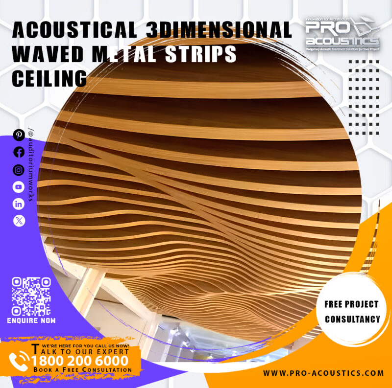 Acoustical 3Dimensional Waved Metal Strips Ceiling