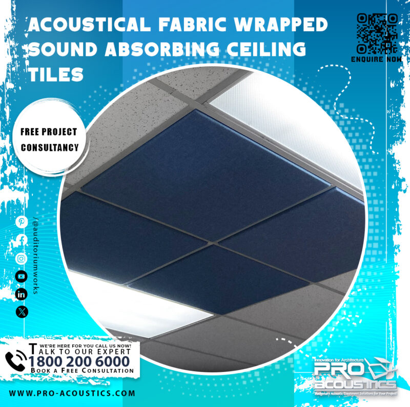 Acoustical Fabric Wrapped Sound Absorbing Ceiling Tiles