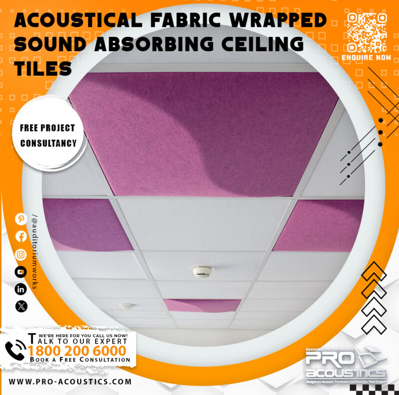Acoustical Fabric Wrapped Sound Absorbing Ceiling Tiles
