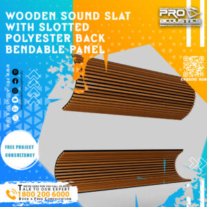 Wooden Sound Slat with Slotted Polyester Back Bendable panel