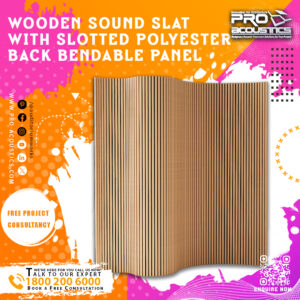 Wooden Sound Slat with Slotted Polyester Back Bendable panel