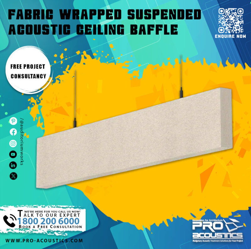 Fabric Wrapped Suspended Acoustic Ceiling Baffle