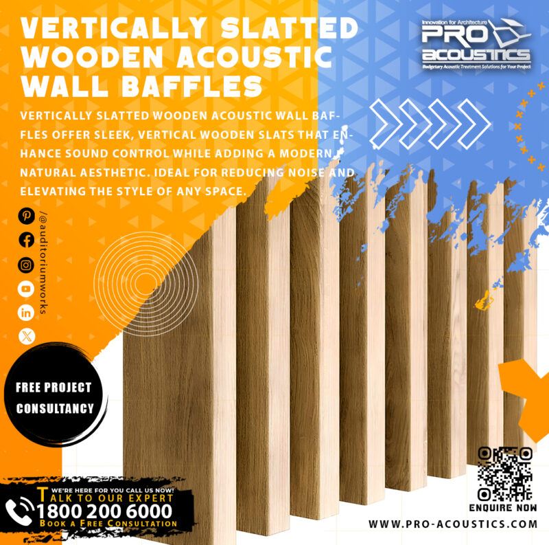 Vertically Slatted Wooden Acoustic Wall Baffle