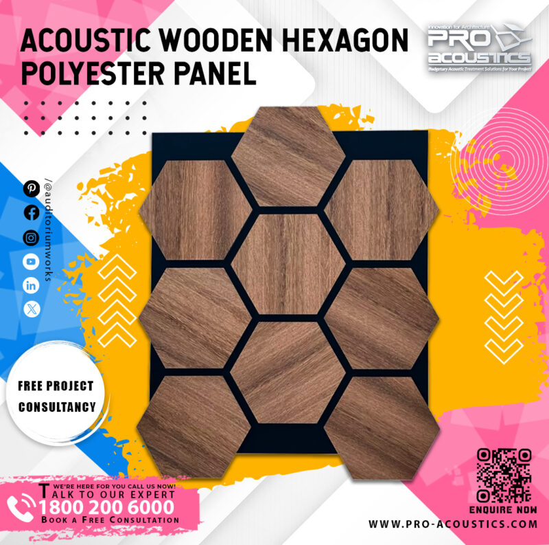 Acoustic Wooden Hexagon Sound absorbing Polyester panel