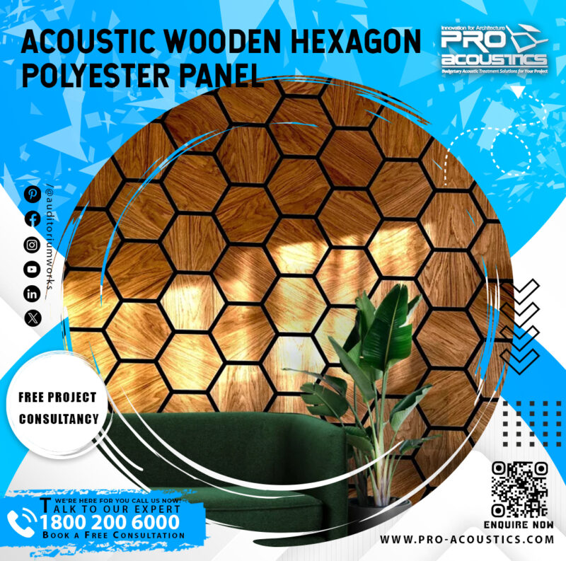 Acoustic Wooden Hexagon Sound absorbing Polyester panel