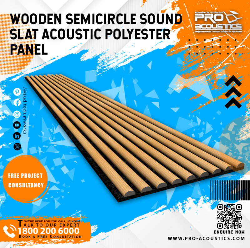 Wooden Semicircle Sound Slat Acoustic polyester panel