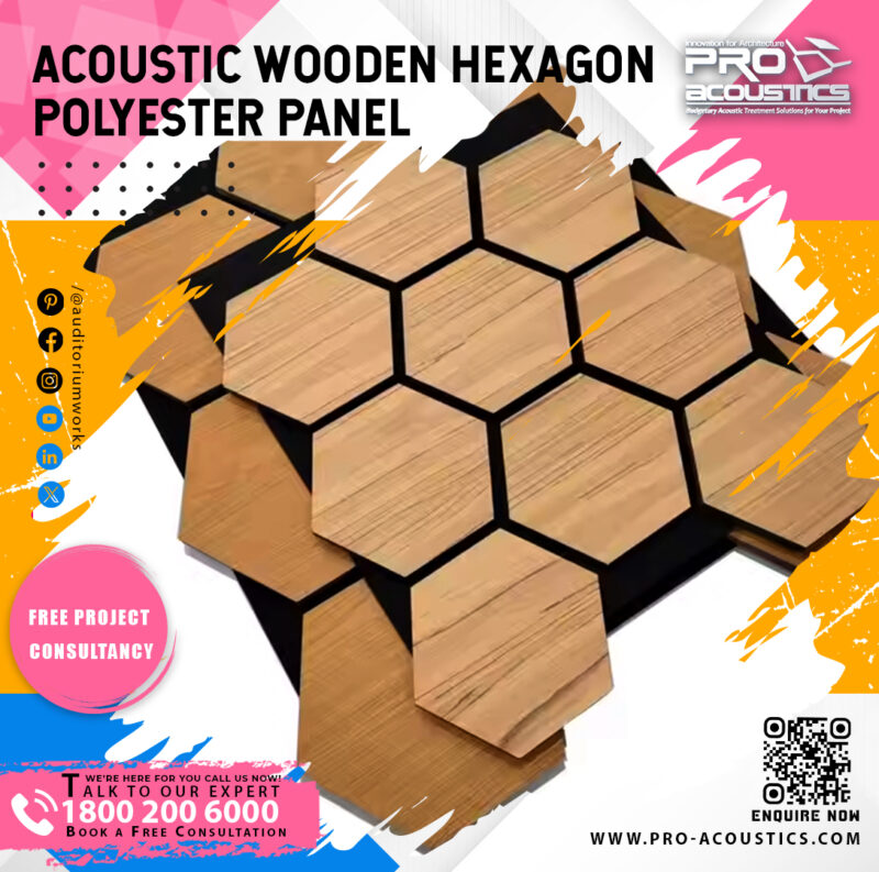 Acoustic Wooden Hexagon Sound absorbing Polyester panel