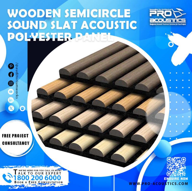 Wooden Semicircle Sound Slat Acoustic polyester panel