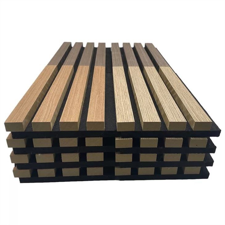 Decorative Slat Wooden Wall Panels With Acoustic PET Sound Proofing Panel