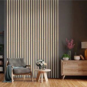 Wooden Slat Acoustic Panels Hotel Living Room