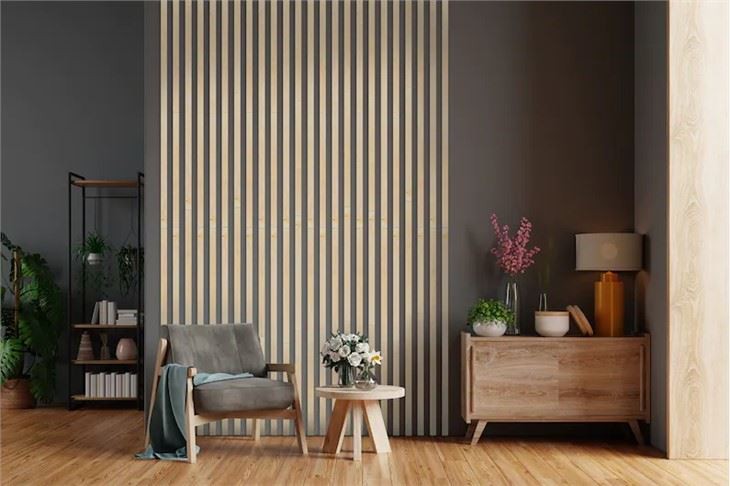 Wooden Slat Acoustic Panels Hotel Living Room